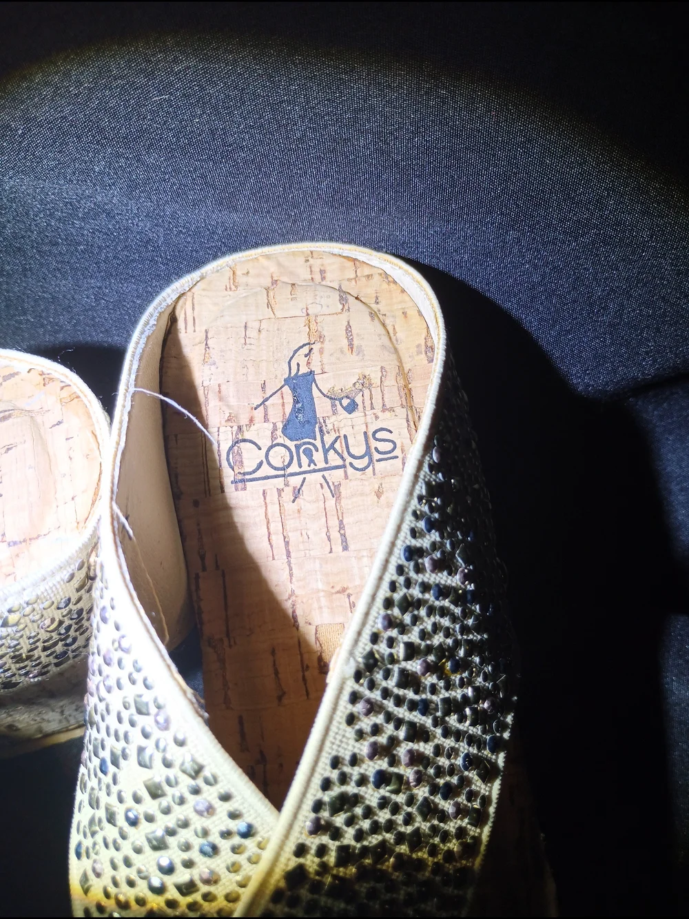 Corkys Rhinestone Studded Cork Wedge Sandal Slides